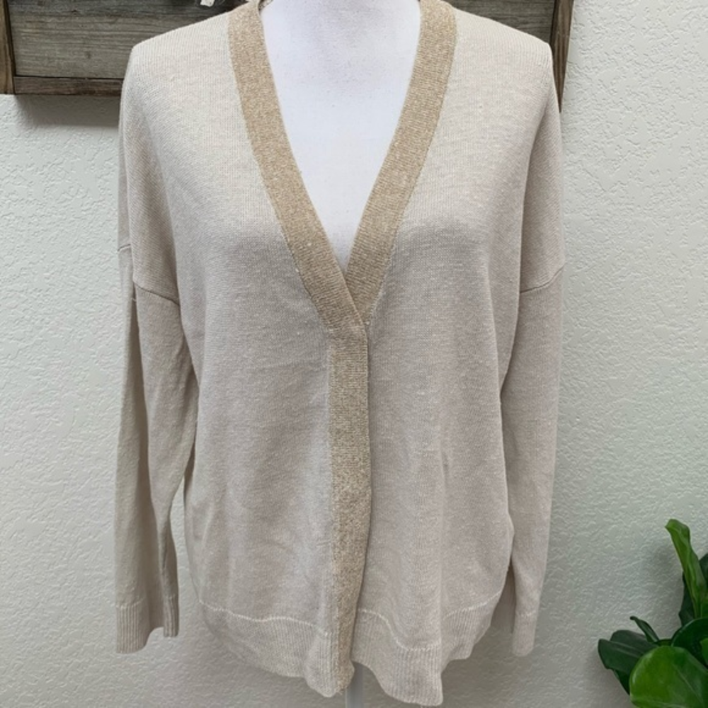 Eileen Fisher organic linen cardigan sweater L NWT